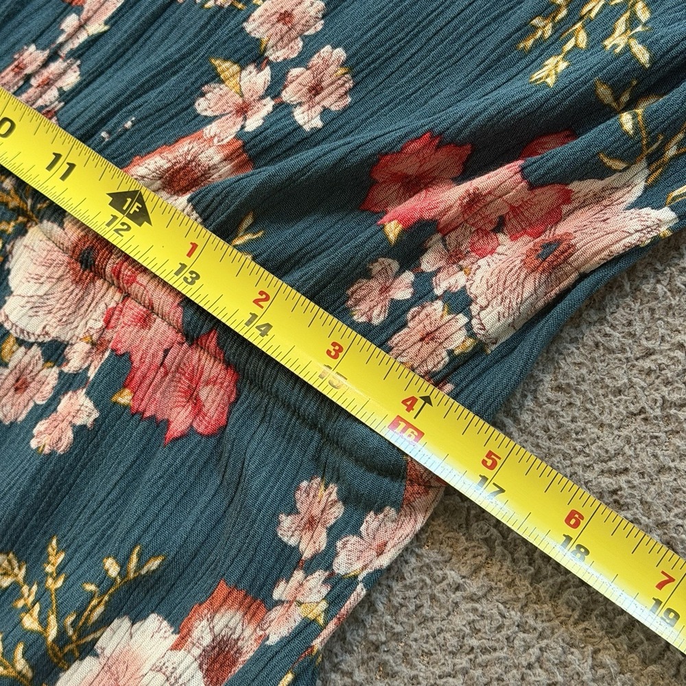 Knox Rose Teal Floral Midi Maxi Dress Sleeveless Boho Cottage Peasant Women's XL - Picture 10 of 12
